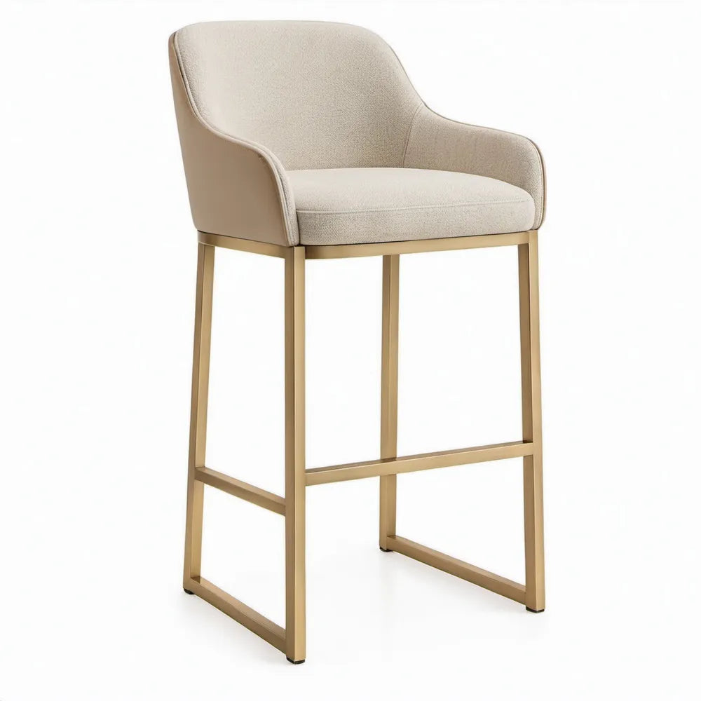 Barkruk met armleuningen 55 x 56 x 98 cm Beige/Goudkleurig