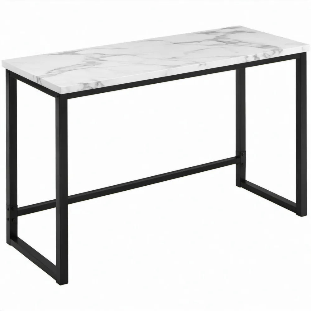 Bartafel 120 x 60 x 105 cm met marmerlook blad en zwart stalen onderstel
