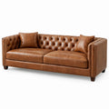 3-zits Chesterfieldbank 220 x 90 x 78 cm Cognacbruin PU-kunstleer
